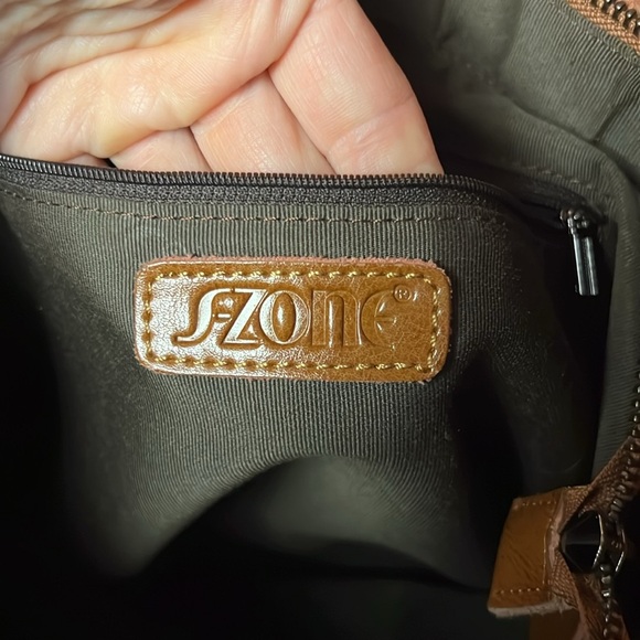 Fzone‎ Tote Brown vintage split cow Leather large hand bag laptop 14x13 Office - Picture 9 of 13